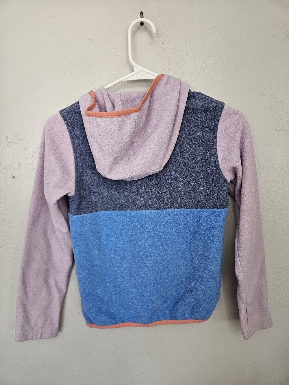 Columbia Girls Small 8 Colorblock Fleece Pullover Hoodie - Blue, Lilac & Coral - Picture 3 of 3